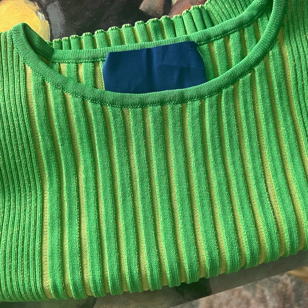 Simon Miller Vibrant Green Ribbed Knit Crew Top